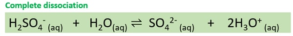 complete dissociation of sulfuric acid H2SO4